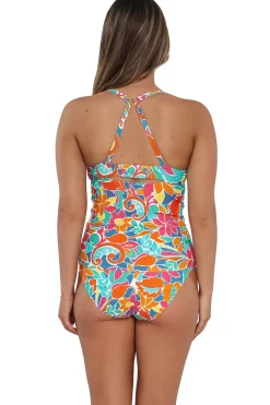 Fashion Sunsets Festive Floral Sandbar Rib Serena Tankini Top