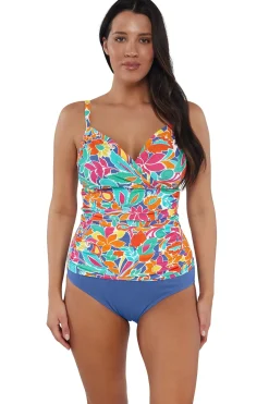 Fashion Sunsets Festive Floral Sandbar Rib Serena Tankini Top