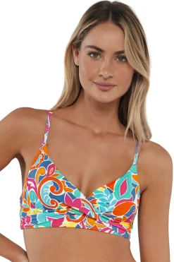 Outlet Sunsets Festive Floral Sandbar Rib Lyla Bralette Top