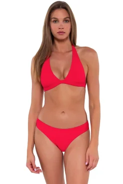 Clearance Sunsets Geranium Faith Halter Top