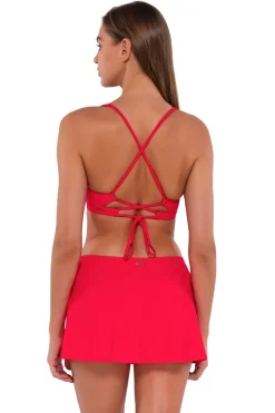 Fashion Sunsets Geranium Sporty Swim Skirt