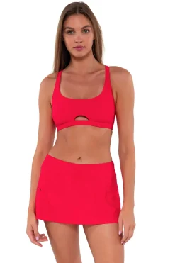 Fashion Sunsets Geranium Sporty Swim Skirt