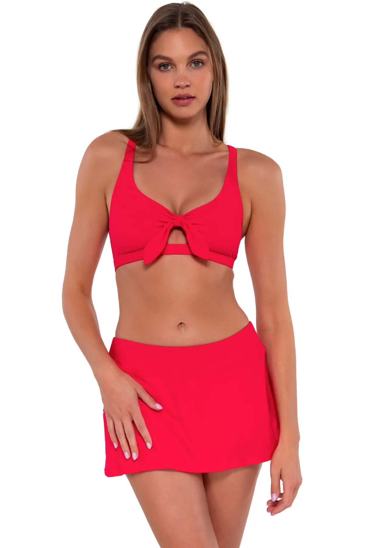 Fashion Sunsets Geranium Sporty Swim Skirt