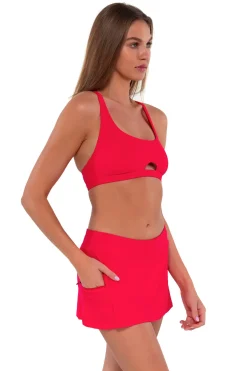Fashion Sunsets Geranium Sporty Swim Skirt