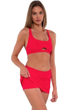 Fashion Sunsets Geranium Sporty Swim Skirt