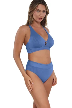 Sale Sunsets Harbor Blue Sandbar Rib Annie High Waist Bottom