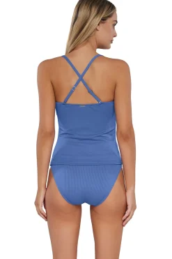 New Sunsets Harbor Blue Sandbar Rib Simone Tankini Top