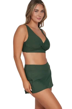 Fashion Sunsets Island Green Sporty Swim Skirt Bottom