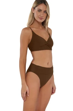 Discount Sunsets Tiki Brown Lyla Bralette Top