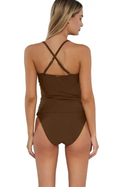 Outlet Sunsets Tiki Brown Simone Tankini Top