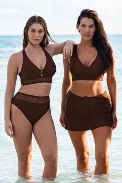 Best Sunsets Tiki Brown Sporty Swim Skirt