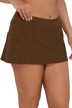 Best Sunsets Tiki Brown Sporty Swim Skirt