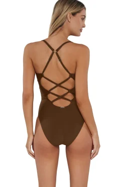 Discount Sunsets Tiki Brown Veronica One Piece