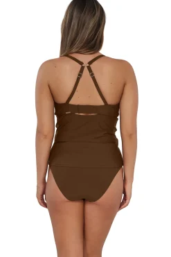 Outlet Sunsets Tiki Brown Zuri V-Wire Tankini Top