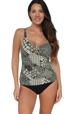 Fashion Sunsets Venice Seagrass Texture Zuri V-Wire Tankini Top